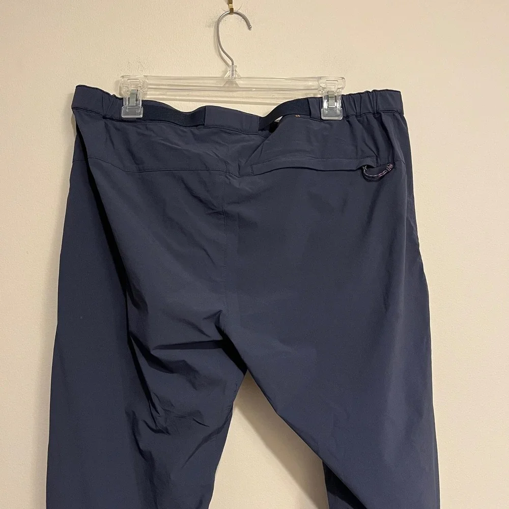 Mens Fjallraven Pants High Coast Hike Trousers Belted Navy Blue 37 Long Outdoor